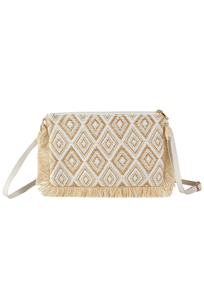 Diamond Aztec Pattern Checker Tassel Crossbody Bag showcases a sophisticated blend of traditional Aztec motifs and contemporary design. Its distinctive diamond checker pattern is complemented by a stylish tassel, adding texture and movement. Designed for practicality, the crossbody style ensures comfortable wear and easy access to essentials. This bag is crafted to enhance your wardrobe with a culturally inspired yet versatile accessory suitable for both casual and refined looks.