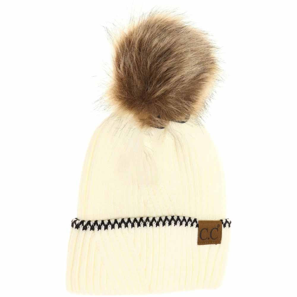 Ivory Ribbed Knit Beanie with Accented combines classic texture with subtle accent details for a refined look. Crafted from soft, stretchable yarn, it offers a comfortable, snug fit that retains warmth in cooler weather. Its versatile design makes it an expert choice for layering during outdoor activities or adding a polished touch to casual outfits. Durable and easy to pair, this beanie strikes a balance between functionality and understated style