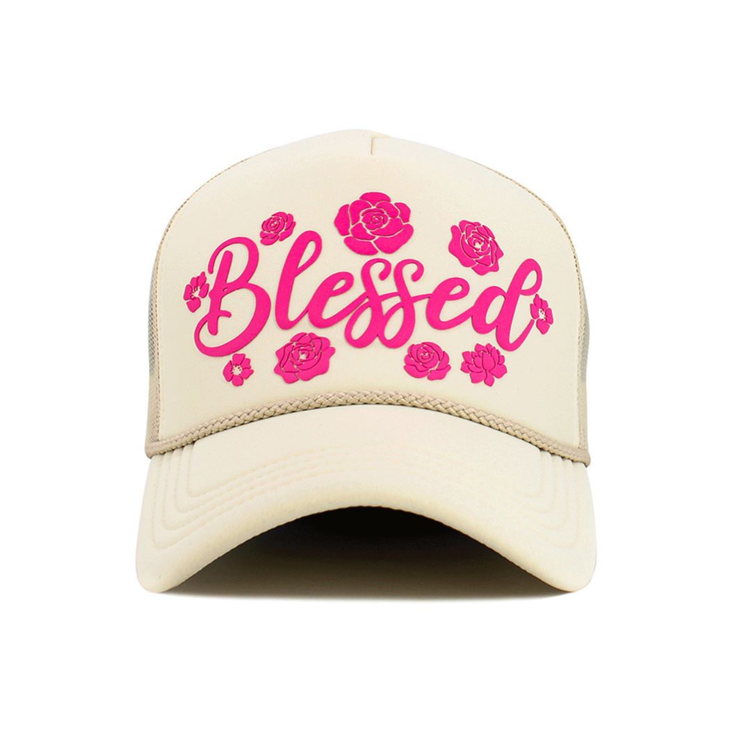 Ivory-Stone Stay effortlessly stylish with the BLESSED Letter Foam Trucker Hat, featuring a bold front print and breathable mesh back. Lightweight, comfortable, and perfect for everyday wear