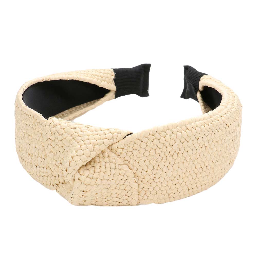 Ivory Trendy Straw Knot Burnout Headband, create a natural & beautiful look while perfectly matching your color with the easy-to-use straw knot burnout headband. Add a super neat and trendy knot to any boring style. Perfect for everyday wear, outdoor festivals, and more. Awesome gift idea for your loved one or yourself.