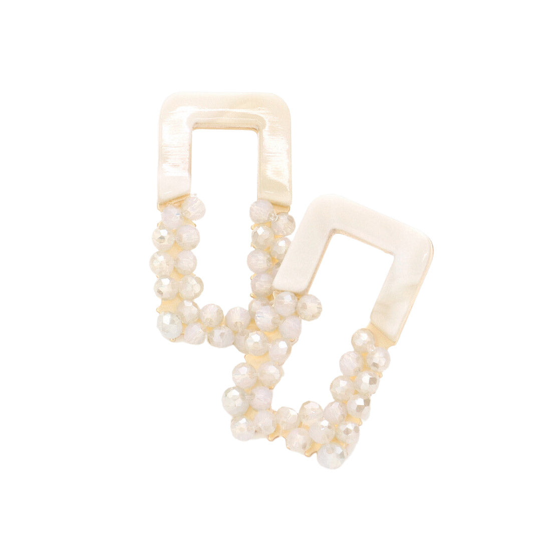 Be the envy of your friends with these unique "rectangle earrings" that make the perfect jazzy accessory for any outfit. Crafted from celluloid acetate and faceted beading, they make a statement without saying a word! Perfect Birthday Gift, Anniversary Gift, Christmas Gift, Regalo Navidad, Regalo Cumpleanos