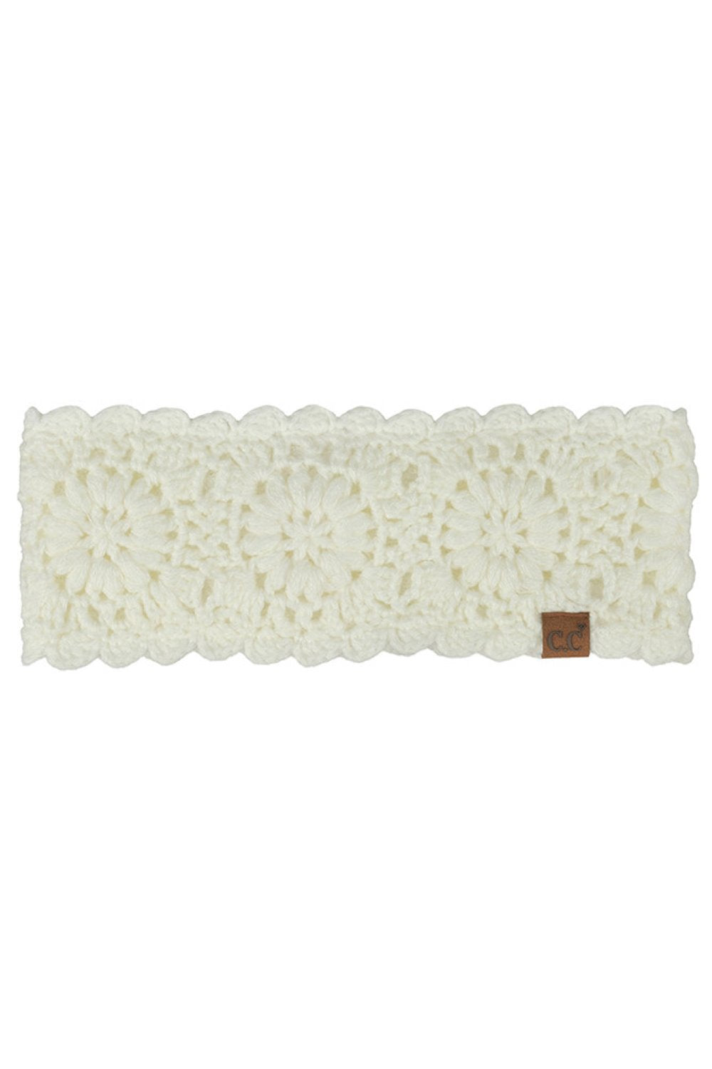 Ivory Wrap your head in cozy comfort with this charming C.C Flower Pattern Crocheted Headwrap. Featuring an intricate flower design crafted from soft 100% acrylic, this winter headband offers warmth without the bulk. The generous 10" x 4" dimensions provide a perfect fit for one size, making it an easy grab-and-go accessory for chilly days. Whether you're heading out for errands or settling in at home, this versatile headwrap adds a touch of style while keeping you snug and warm.