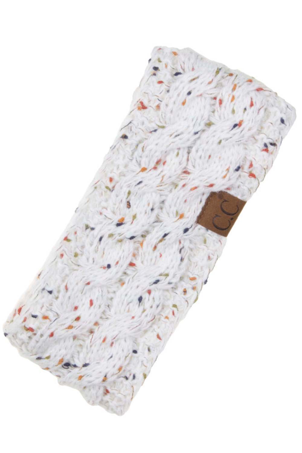 Ivory Cozy up with the C.C Chunky Knit Confetti Sherpa Lined Headband, the perfect blend of warmth and style. Crafted from 100% acrylic, this headband features a chunky knit exterior with a soft sherpa lining for maximum comfort against your skin. The playful confetti pattern adds a fun pop of color to any winter outfit. One size fits most, making it an easy grab-and-go accessory for chilly days. Whether you're heading out for a quick errand or settling in for the season, this headband keeps you warm withou