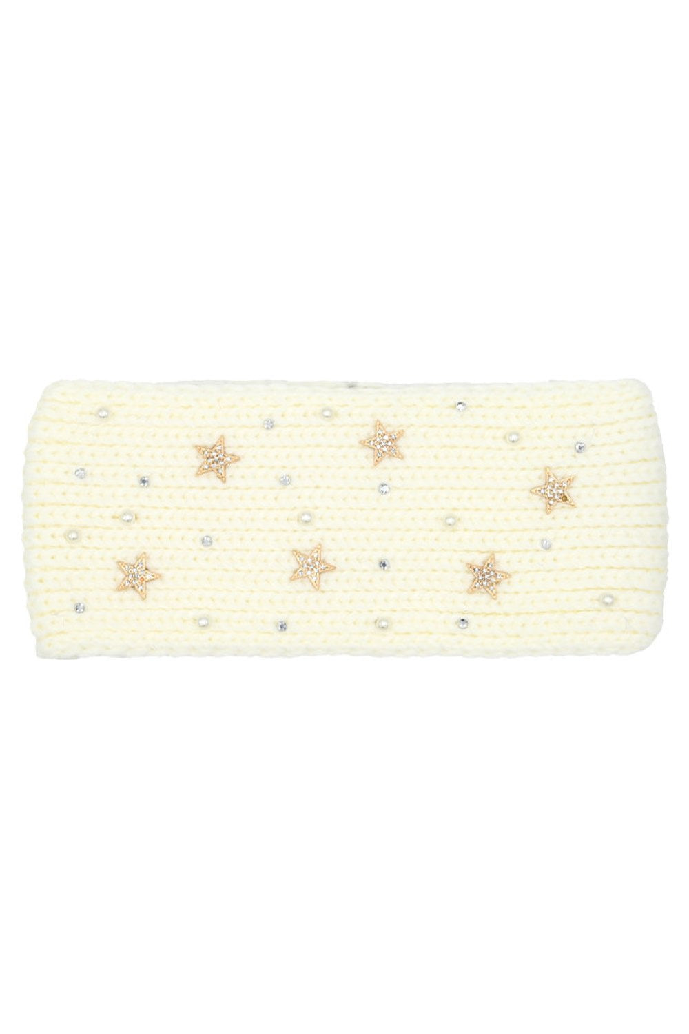 Ivory Elevate your winter style with this C.C headwrap featuring elegant star and pearl embellishments. Crafted from soft 100% acrylic, this cozy head band measures 9.5" x 4" and fits one size. Perfect for keeping warm while adding a touch of sparkle to your seasonal look. An effortless accessory that transitions seamlessly from casual outings to special occasions.