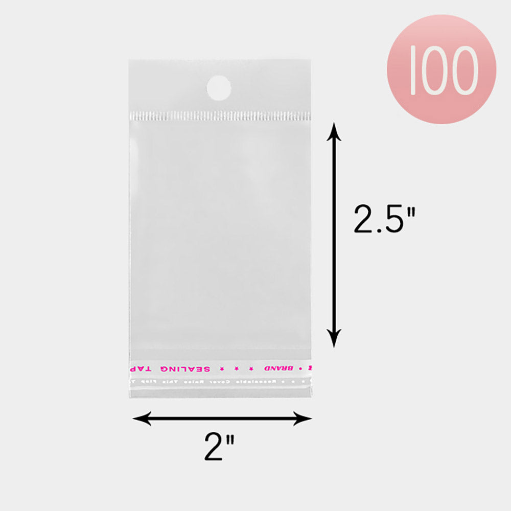 Madeline Love Clear 100PCS - 2" X 2.5" Clear plastic jewelry bags