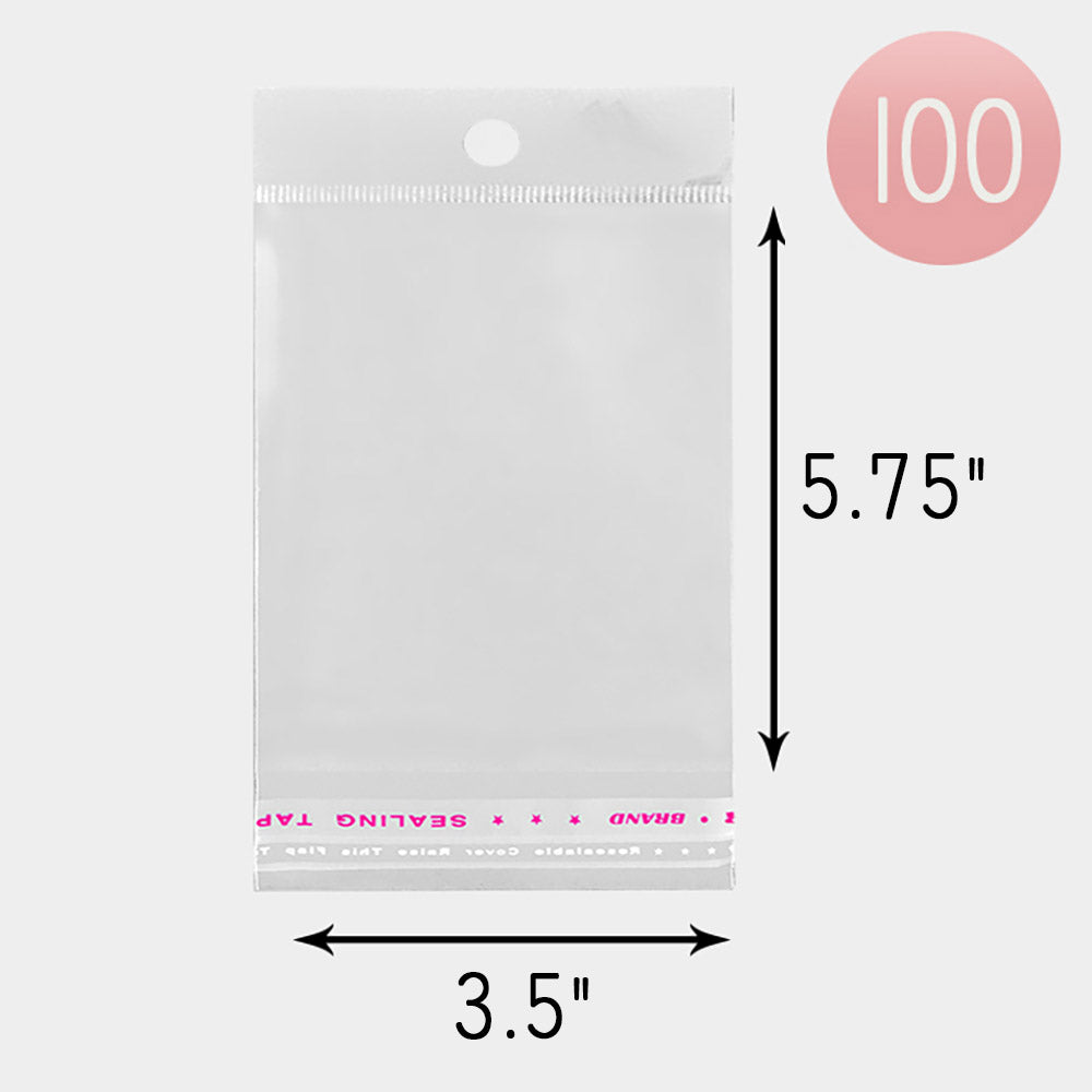 Madeline Love Clear 100PCS - 3.5" X 5.75" Clear Plastic Jewelry Bags