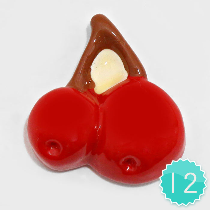 Madeline Love Brown, Red 12 PCS - Cherry Resin Cabochons - Jewelry