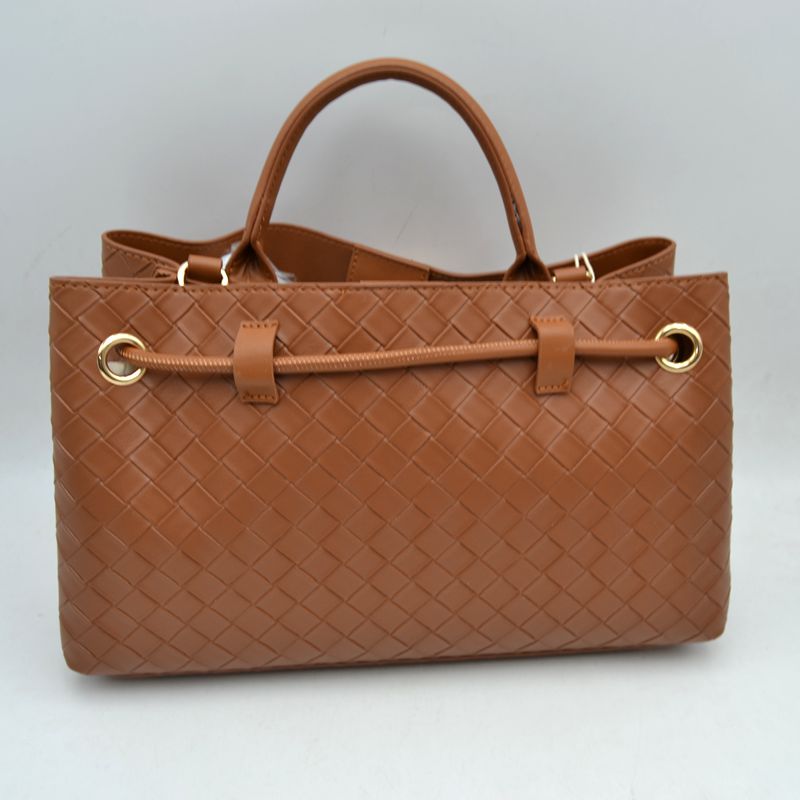 Woven Checkerboard Top-Handle Tote Bag with Detachable Crossbody Strap - Tote Bag