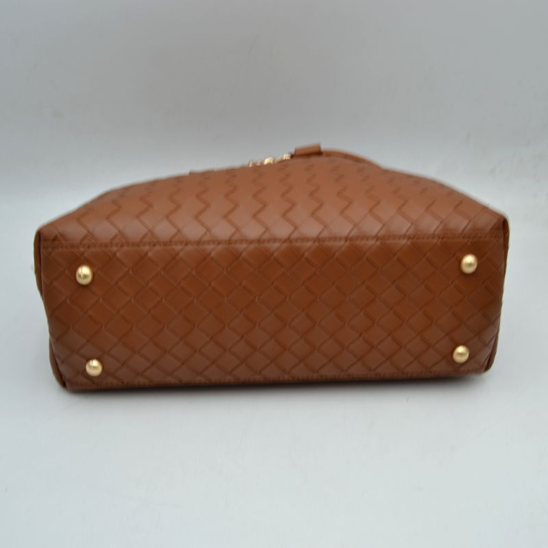 Woven Checkerboard Top-Handle Tote Bag with Detachable Crossbody Strap - Tote Bag