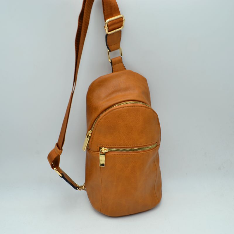 Structured Sling Bag with Contrast Zipper Detail - Sling Bag