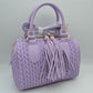 Quilted Chevron Satchel Handbag | Textured Top-Handle Crossbody Purse - Lavender - Crossbody Bags