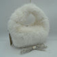 Fluffy Plush Handbag with Integrated Top Handle and Chain Strap - Clear White - Handbags