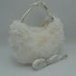 Plush Faux Fur Hobo Handbag with Adjustable Top Handle and Strap - Clear White - Handbags