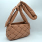 Woven Puffy Shoulder Bag with Knotted Padded Strap - Toast Almond - Shoulder Bag