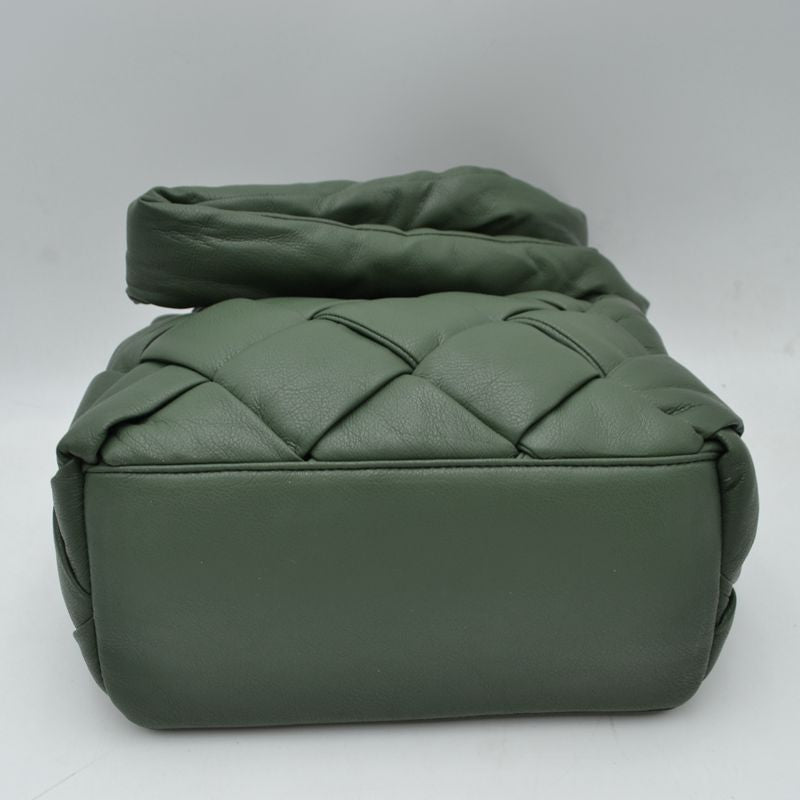 Woven Puffy Shoulder Bag with Knotted Padded Strap - Shoulder Bag