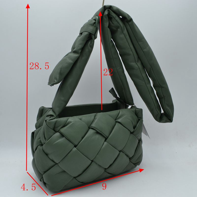 Woven Puffy Shoulder Bag with Knotted Padded Strap - Shoulder Bag
