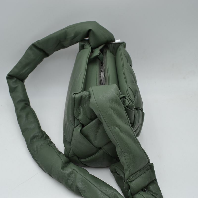 Woven Puffy Shoulder Bag with Knotted Padded Strap - Shoulder Bag