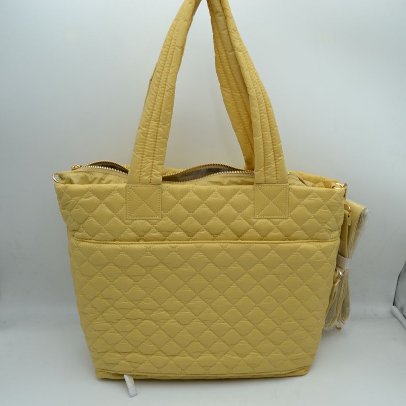 Quilted Tote Bag with Padded Dual Handles - Tote Bag