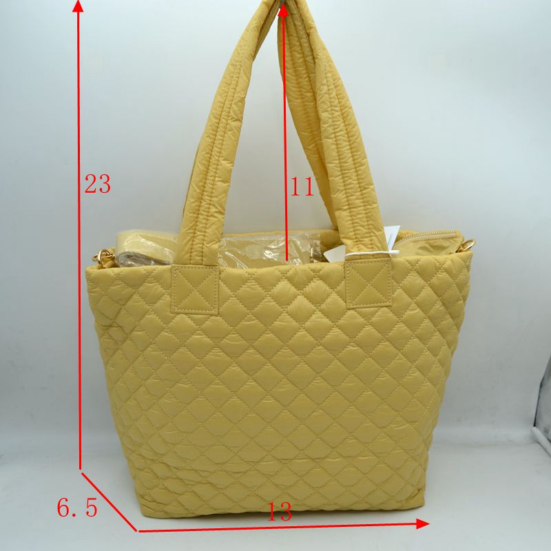 Quilted Tote Bag with Padded Dual Handles - Tote Bag