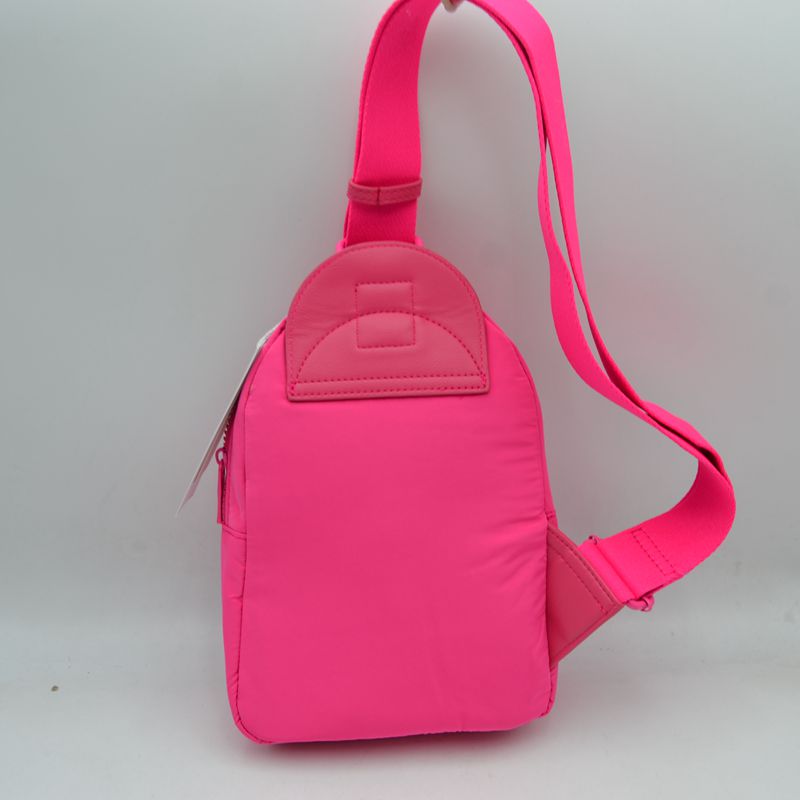 Ergonomic Puffer Sling Bag Multi-Zip Crossbody Backpack with Ruched Quilted Detail - Backpacks