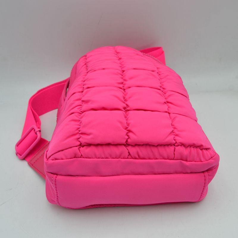 Ergonomic Puffer Sling Bag Multi-Zip Crossbody Backpack with Ruched Quilted Detail - Backpacks