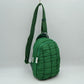 Ergonomic Puffer Sling Bag Multi-Zip Crossbody Backpack with Ruched Quilted Detail - Olive - Backpacks