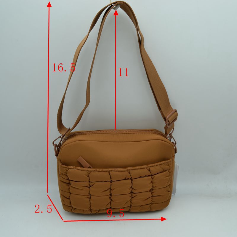 Quilted Front Pocket Crossbody Bag with Adjustable Strap - Cross Body Bag