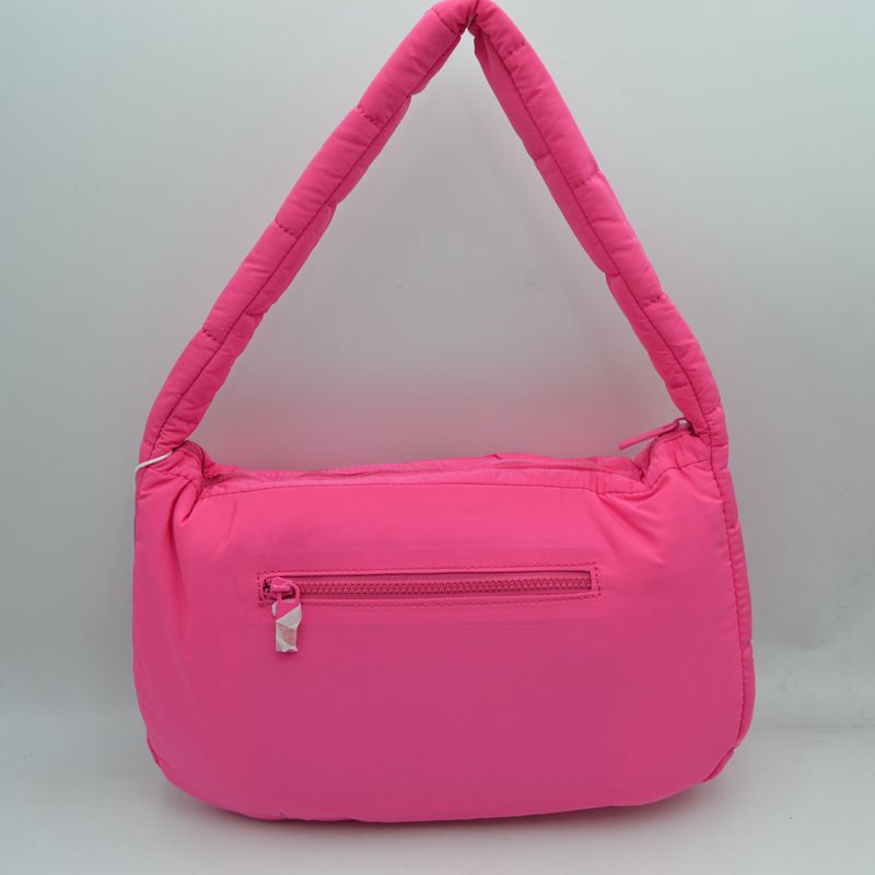 Padded Woven Shoulder Bag with Integrated Wide Strap - Shoulder Bag