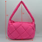 Padded Woven Shoulder Bag with Integrated Wide Strap - Shoulder Bag