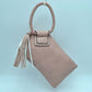 Braided Wristlet Clutch with Tassel Accent - Clutch Bags