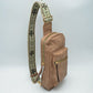 Patterned Strap Sling Bag with Zipper Pockets - Stone - Sling Bag