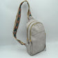 Multi-Zip Sling Backpack with Patterned Shoulder Strap - Gray - Backpacks