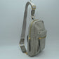 Grained Sling Bag with Metallic Zippers - Gray - Sling Bag
