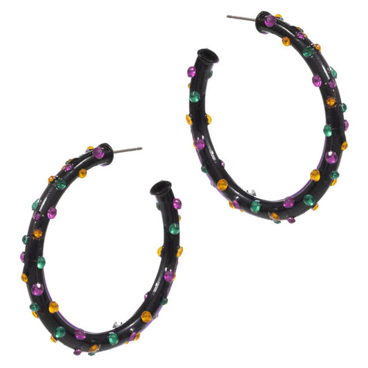 Jet Black Statement hoop earrings featuring a bold, sculpted silhouette accented with raised stud details for eye-catching texture and dimension. Designed to stand out while remaining comfortable to wear, these hoops elevate everyday outfits, party looks, and trend-forward styling for boutique accessory collections.