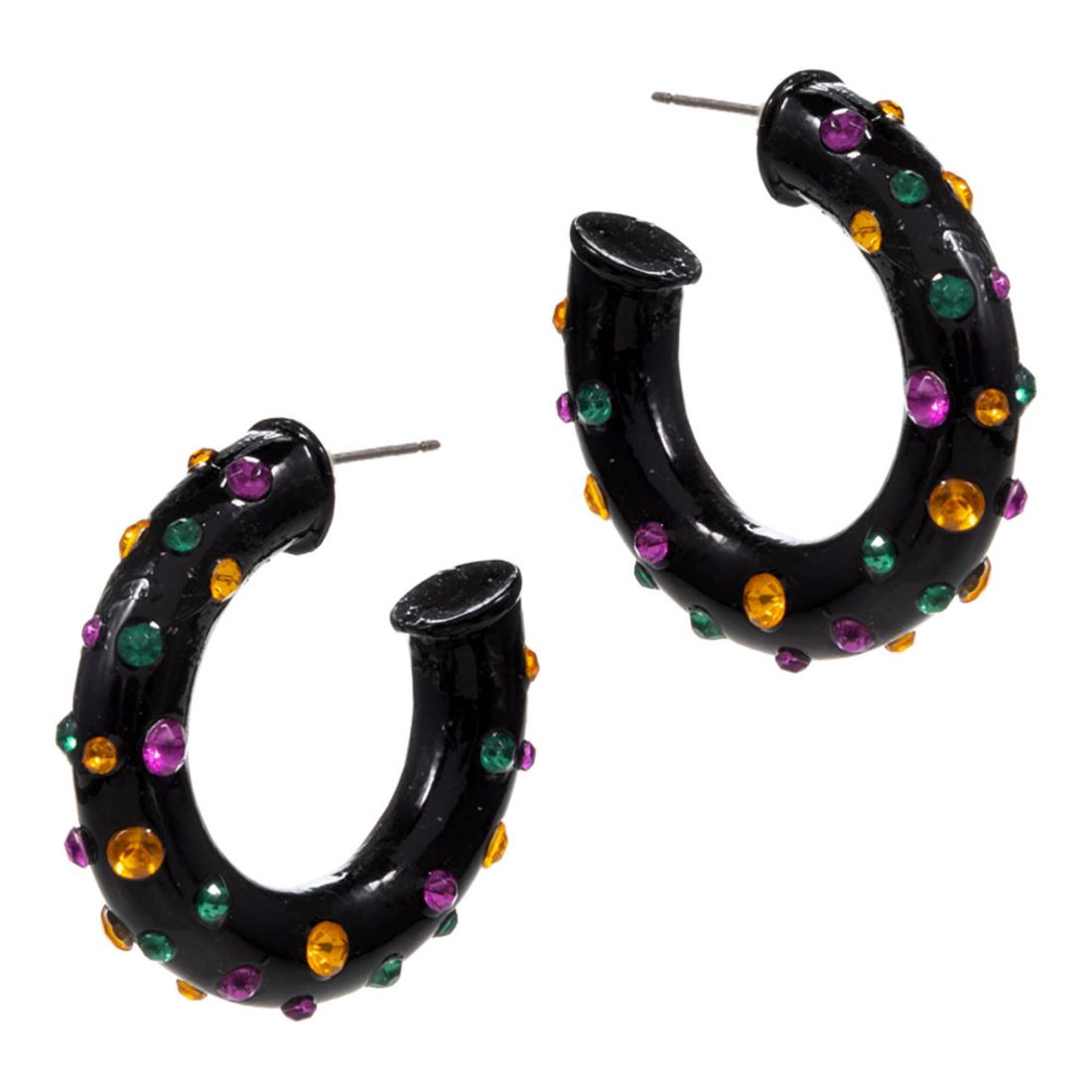 Jet Black Bold chunky hoop earrings featuring a sculpted silhouette accented with raised stud details for eye-catching dimension. Designed to make a statement while remaining comfortable to wear, these hoops elevate everyday outfits, party looks, and trend-forward styling for boutique jewelry collections.