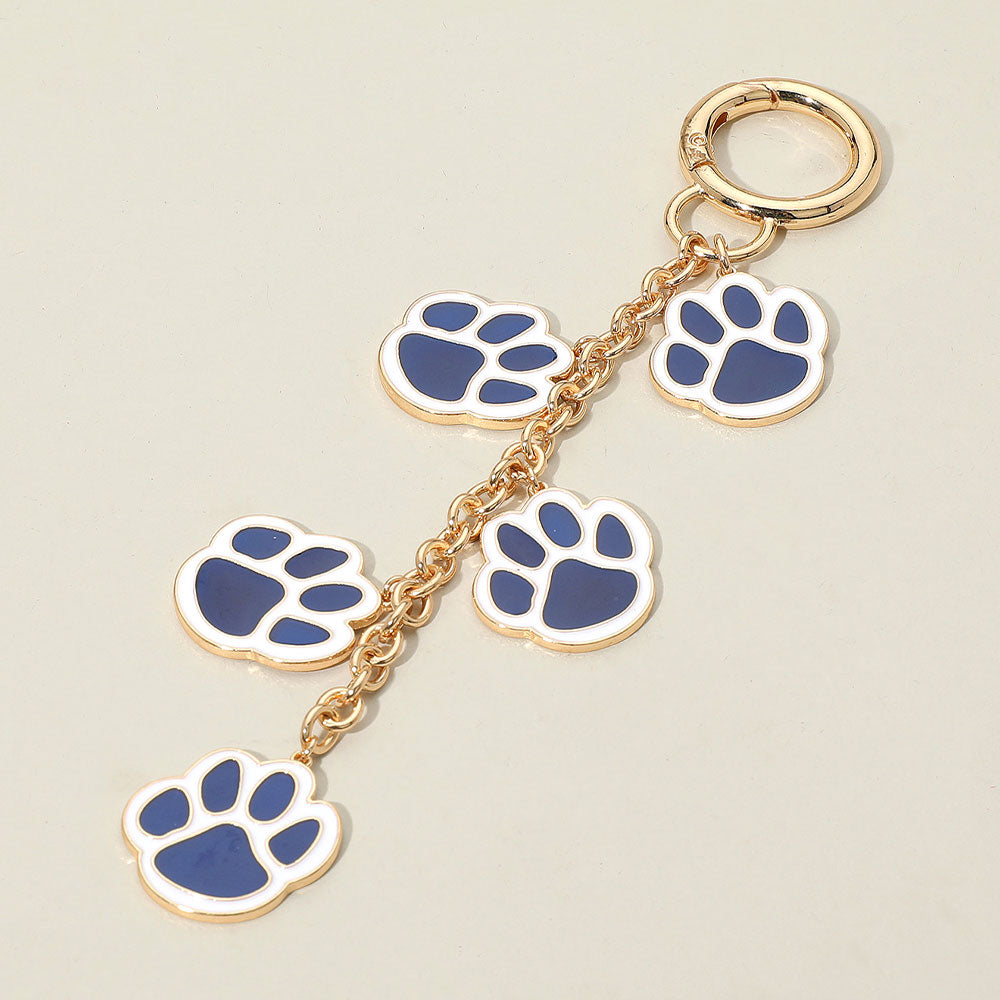 Madeline Love Blue, Gold, White GAME DAY Football Themed Paw Charm Dangle Keychain Bag Charm - Bags & Wallets