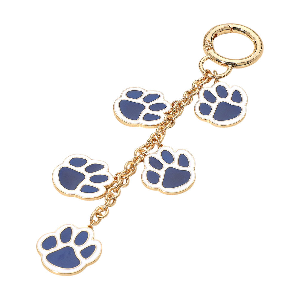Madeline Love Blue, Gold, White GAME DAY Football Themed Paw Charm Dangle Keychain Bag Charm - Bags & Wallets - desc