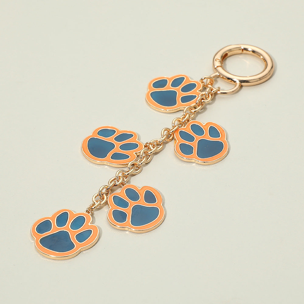 Madeline Love Gold, Navy, Orange GAME DAY Football Themed Paw Charm Dangle Keychain Bag Charm - Bags & Wallets