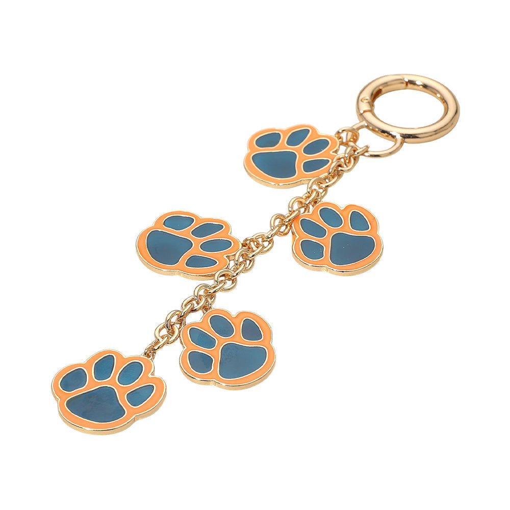 Madeline Love Gold, Navy, Orange GAME DAY Football Themed Paw Charm Dangle Keychain Bag Charm - Bags & Wallets - desc