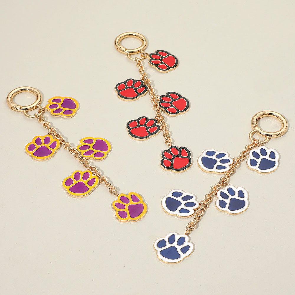 Madeline Love Gold, Navy, Orange GAME DAY Football Themed Paw Charm Dangle Keychain Bag Charm - Bags & Wallets - extra