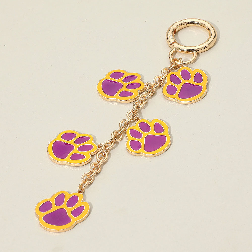 Madeline Love Gold, Purple , Yellow GAME DAY Football Themed Paw Charm Dangle Keychain Bag Charm - Bags & Wallets
