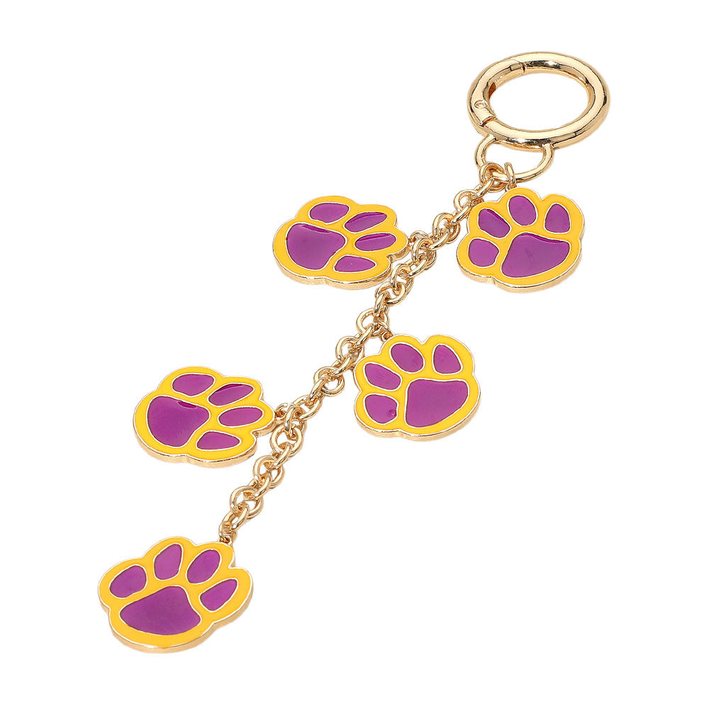 Madeline Love Gold, Purple , Yellow GAME DAY Football Themed Paw Charm Dangle Keychain Bag Charm - Bags & Wallets - desc
