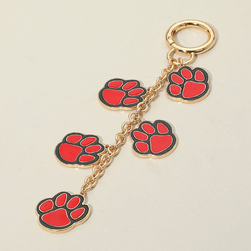 Madeline Love Black, Gold, Red GAME DAY Football Themed Paw Charm Dangle Keychain Bag Charm - Bags & Wallets