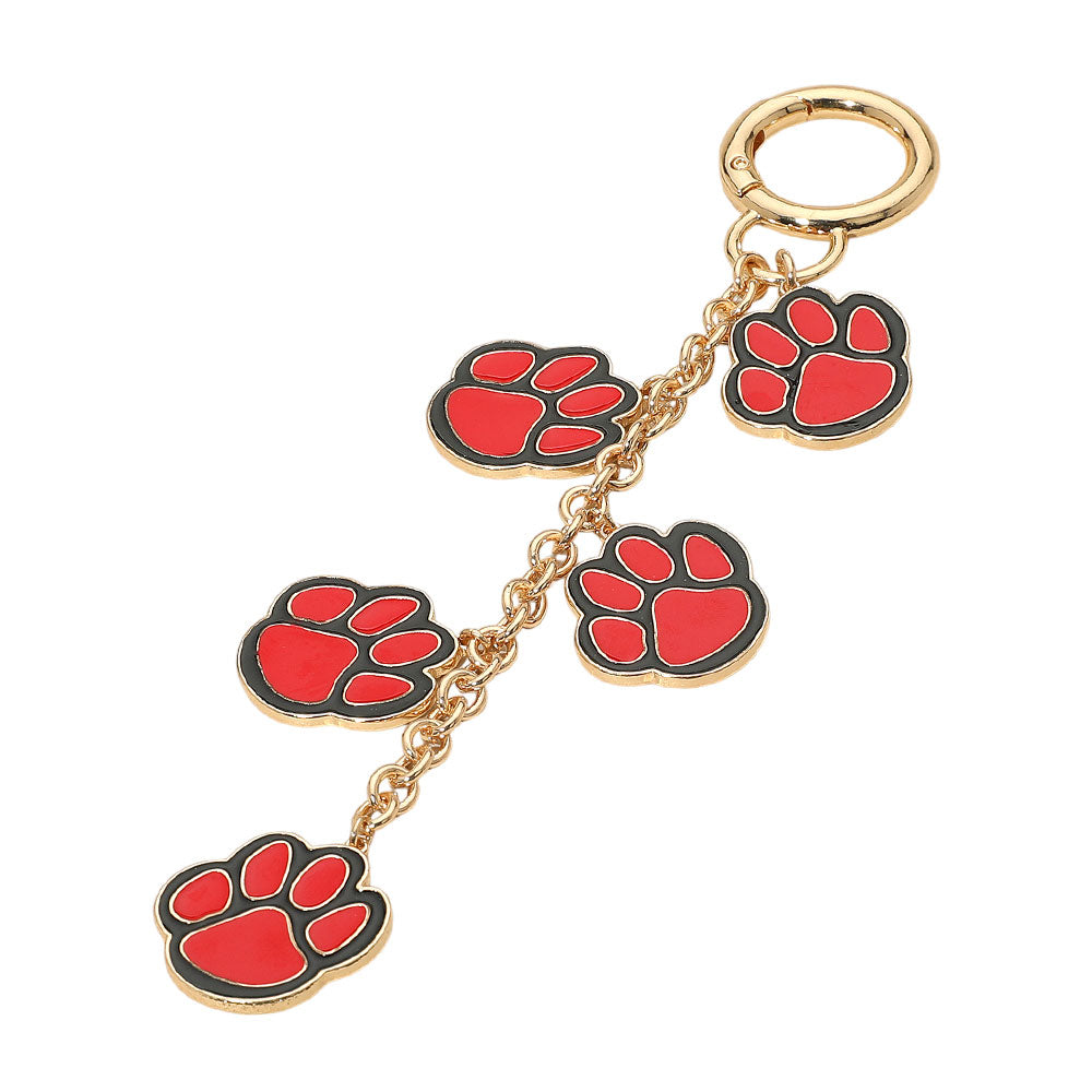 Madeline Love Black, Gold, Red GAME DAY Football Themed Paw Charm Dangle Keychain Bag Charm - Bags & Wallets - desc