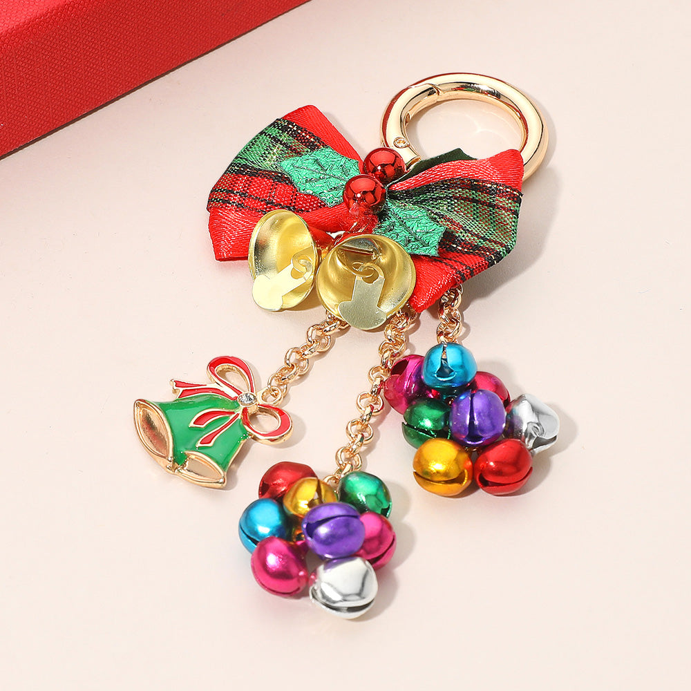 Madeline Love Gold Festive Christmas Bow Jingle Bell Keychain Bag Charm - Bags & Wallets