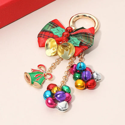 Madeline Love Gold Festive Christmas Bow Jingle Bell Keychain Bag Charm - Bags & Wallets