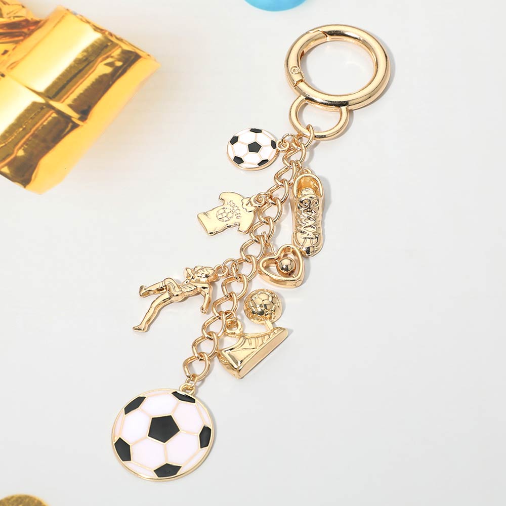 Madeline Love Gold Soccer Charm Embellished Keychain Bag Charm - Bags & Wallets