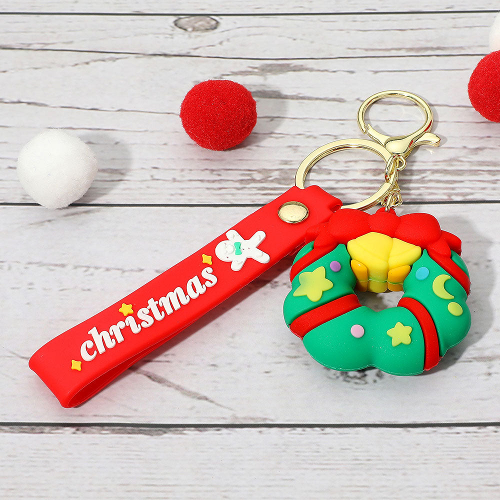 Madeline Love Green, Red Christmas Message Strap Wreath Keychain Bag Charm - Bags & Wallets