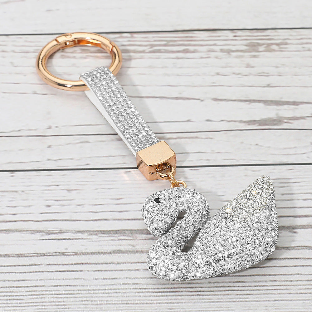 Madeline Love Clear Bling Studded Swan Keychain Bag Charm - Bags & Wallets