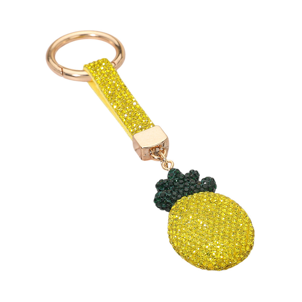 Madeline Love Yellow Bling Studded Pineapple Keychain Bag Charm - Bags & Wallets - desc